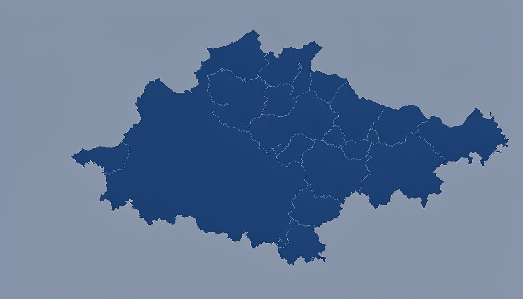 Дуотонна фотографія карти регіону Цзянсу з географічними контурами в насичених синіх і сірих тонах, ділова атмосфера